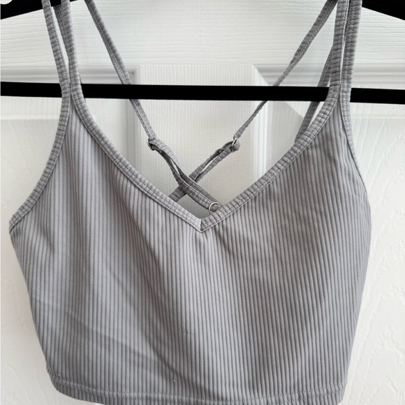 For Love And Lemons Tops - For Love & Lemons Ribbed Strappy Bralette Gray M Crop Top Adjustable Back